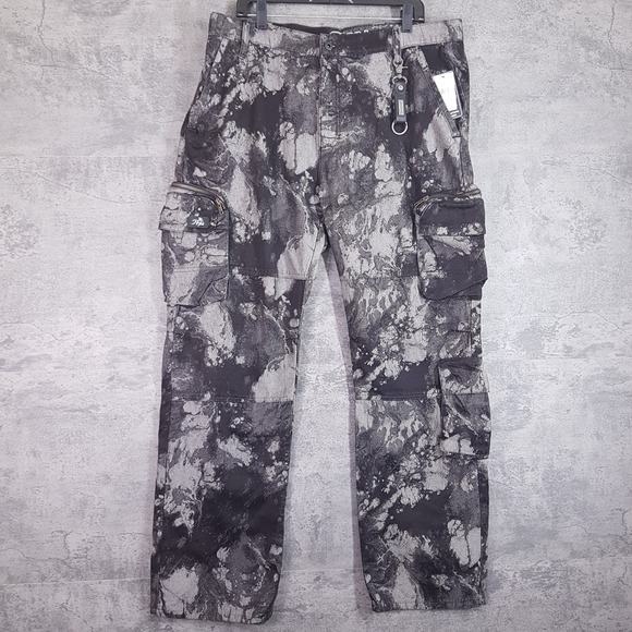 PRPS Squaw Valley Regular Fit Cargo Jeans Pants Mens 38 Black Grey E109P14